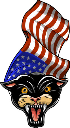 black panther with america flagのイラスト素材
