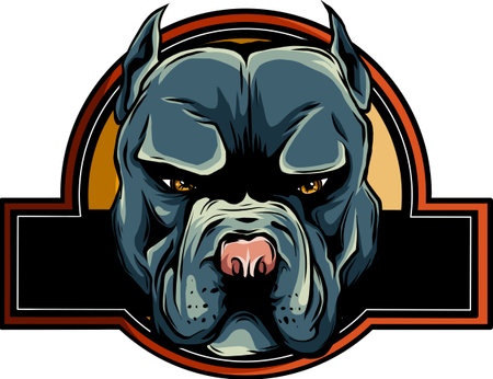 Angry Pitbull Dog Cartoon Character vector logoのイラスト素材
