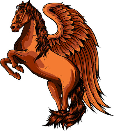 flying horse wings icon color illustration mascot vector logo designのイラスト素材