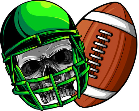 helmet football skull with ball vector design on white background. digital hand drawのイラスト素材