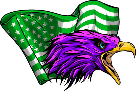 Eagle Head mascot vector illustration on white background. digital design hand drawのイラスト素材