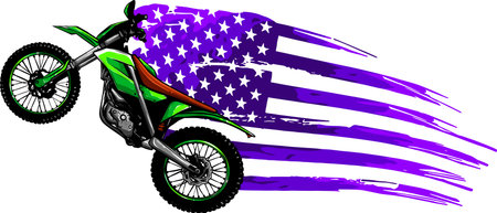 Cross motorcycle or motorbike on white background. digital hand draw designのイラスト素材