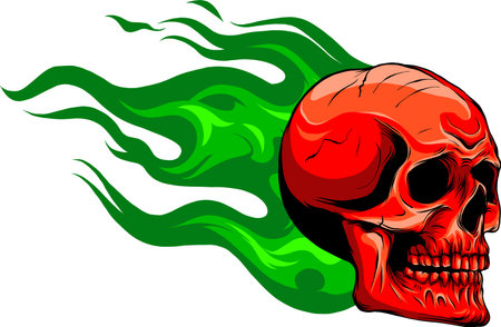 Skull fire vector illustration on white backgroundのイラスト素材