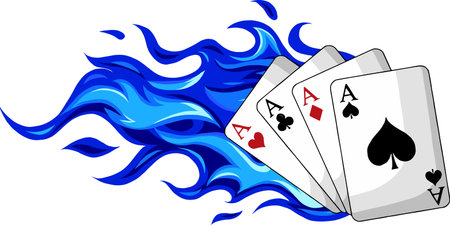 poker aces burning on white background. vector illustrationのイラスト素材