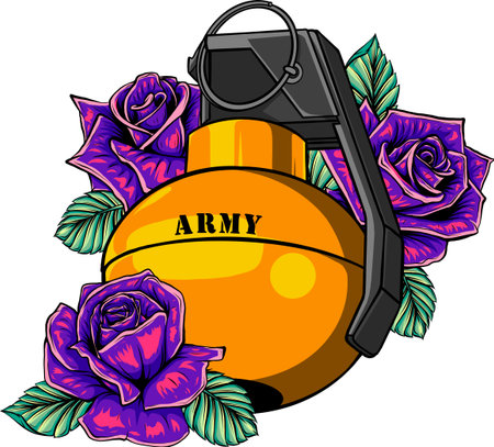 vector illustration of granate with rose on white backgroundのイラスト素材