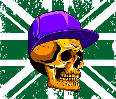 vector illustration of UK flag with skull on white backgroundのイラスト素材