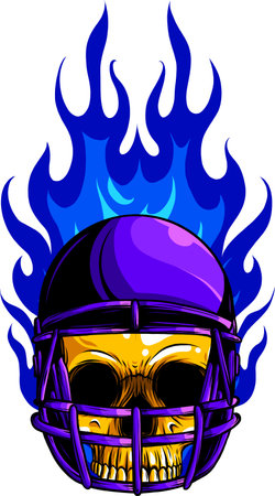 Cartoon detailed realistic colorful scary human skull american football rugby protective sport helmetのイラスト素材