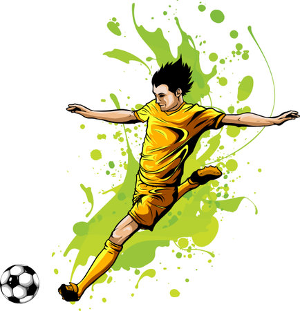 football Soccer player kicking ball. Vector illustrationのイラスト素材