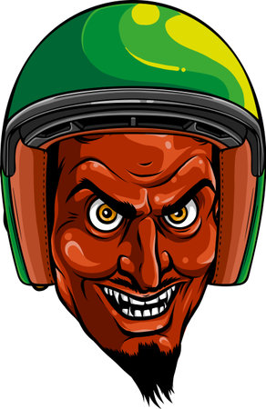 vector illustration of devil head with helmetのイラスト素材