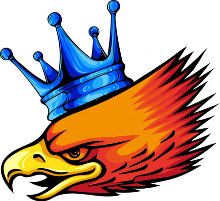vector illustration of eagle head with crown on white backgroundのイラスト素材
