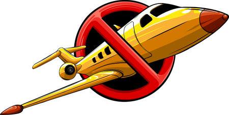 Forbidden sign with airplane icon. Forbidden to fly.のイラスト素材