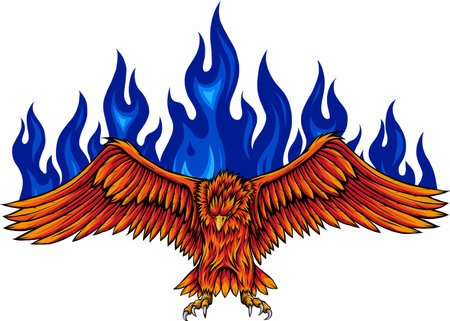 vector illustration of eagle with flames designのイラスト素材