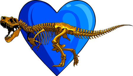 vector illustration of dinosaur skeleton Tyrannosaurus with heartのイラスト素材