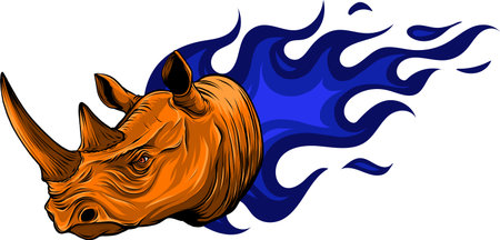 vector illustration of rhino head fire logoのイラスト素材