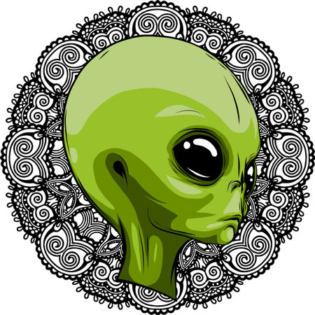 vector illustration of face alien with mandala in background