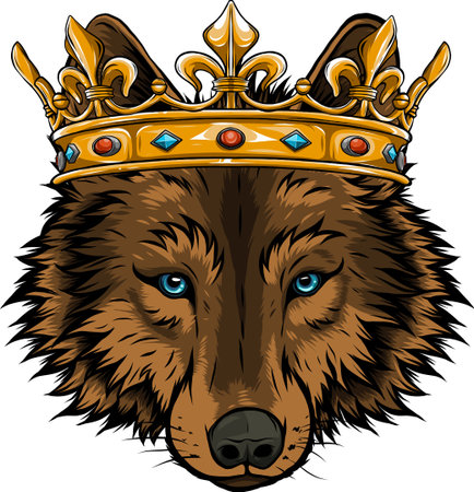 vector illustration of king wolf on white backgroundのイラスト素材