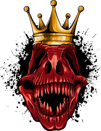 Vector skull of Tyrannosaurus rex with crownのイラスト素材