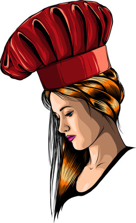 vector illustration of Woman chef on white backgroundのイラスト素材