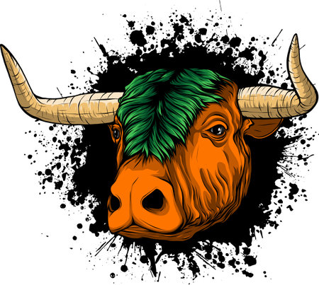 vector illustration of head bull isolated on white backgroundのイラスト素材