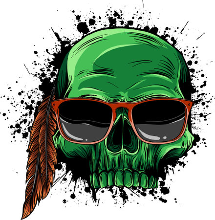 vector illustration of Skull with sunglasses on white backgroundのイラスト素材
