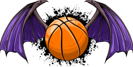 vector illustration of Basketball ball with bat wings.のイラスト素材