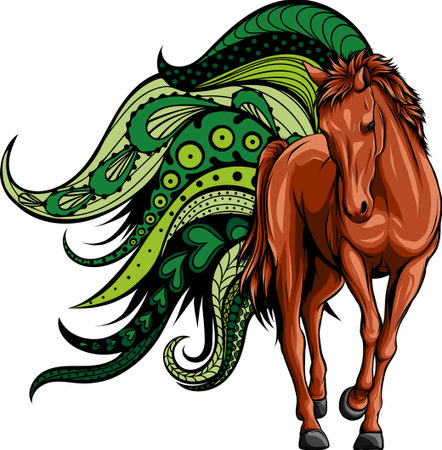 vector Illustration of a horse with mandalaのイラスト素材