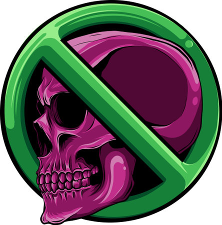 vector illustration of No Skull Symbol Isolated on White Background.のイラスト素材