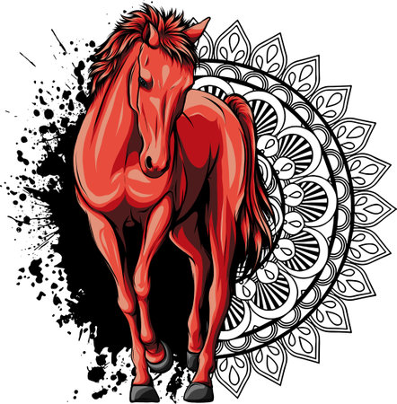 vector Illustration of a horse with mandalaのイラスト素材