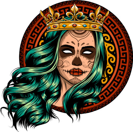 vector illustration of Skull girl with a crownのイラスト素材