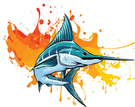 vector illustration of swordfish on white backgroundのイラスト素材