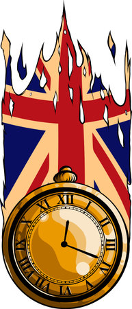 vector illustration of pocket watch with british flagのイラスト素材