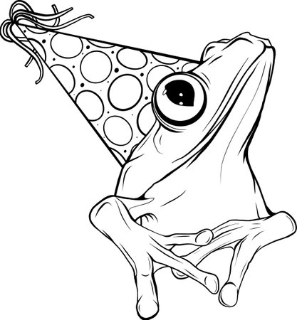 frog illustration vector isolated on white background. Original stock black and white amphibian illustrationのイラスト素材