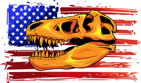 skull of dinosaur tyrannosaurus rex. vector illustration designのイラスト素材