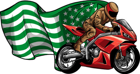 sportbike racer riding fast vector illustration designのイラスト素材