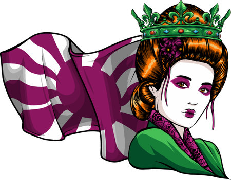 asian head woman Geisha vector illustration designのイラスト素材