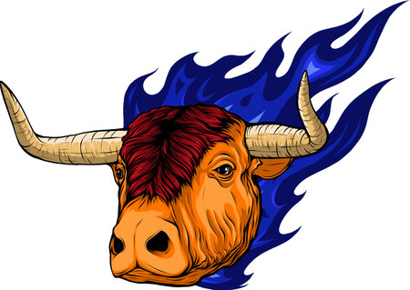 vector illustration of head bull colored designのイラスト素材
