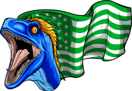 vector illustration of velociraptor head with usa flag on white backgroundのイラスト素材