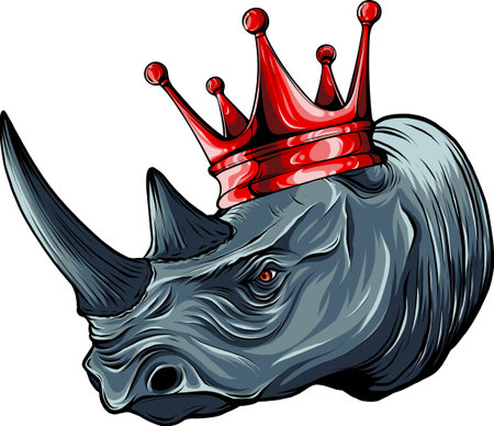 vector illustration of rhinoceros head with crownのイラスト素材
