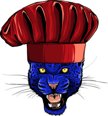 vector illustration of leopard with chef hatのイラスト素材