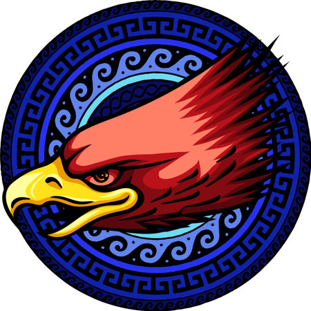 vector illustration of eagle head with decoration on white backgroundのイラスト素材