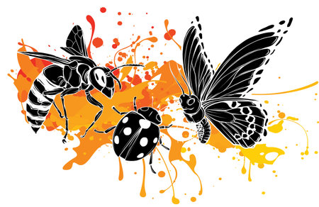 Insects colored decorative icons set with vector illustrationのイラスト素材