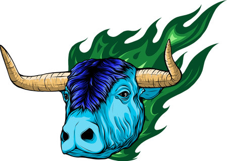 vector illustration of Bull head in flameのイラスト素材