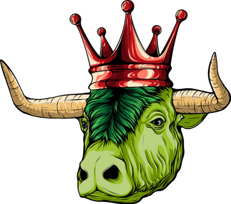 vector Illustration of a head of a bull with a crownのイラスト素材