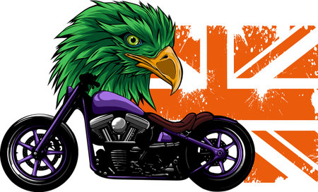 vector illustration of British flag motorcycle with eagle headのイラスト素材