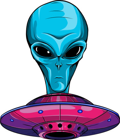 Alien head ufo vector illustration design artのイラスト素材