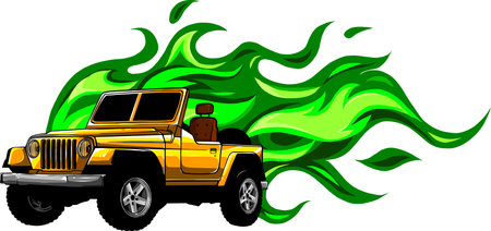 Hunter car jeep vector illustration on white background. digita hand draw designのイラスト素材