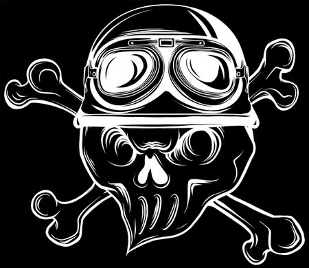 white silhouette of heart skull in helmet soldier on black backgroundのイラスト素材