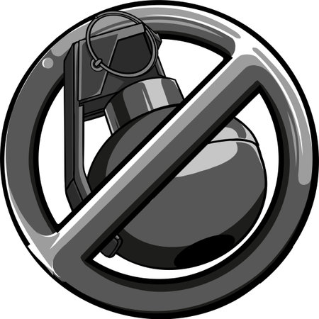 vector monochrome hand granate with forbidden symbolのイラスト素材