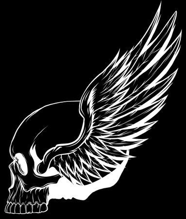 Black and white human skull vector illustrationのイラスト素材