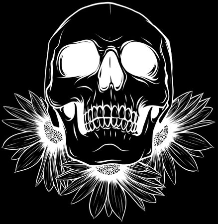 vector illustration of outline human skull designのイラスト素材